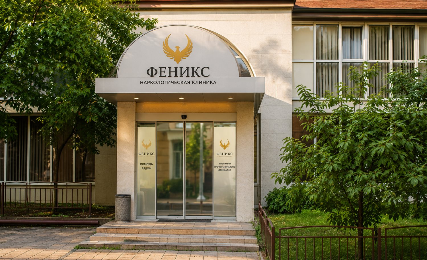 Вход в наркологическую клинику «Феникс» в Лыткарине